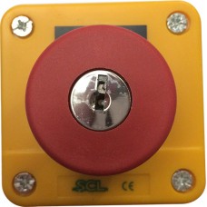 Red Emergency Stop - Key Release -  Yellow Enclosure - IP65